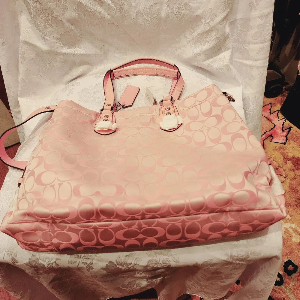 SOLD TO AUNT YV Coach Pink Signiture Ashley Bag + Wallet & checkbook š„ - Picture 10 of 10